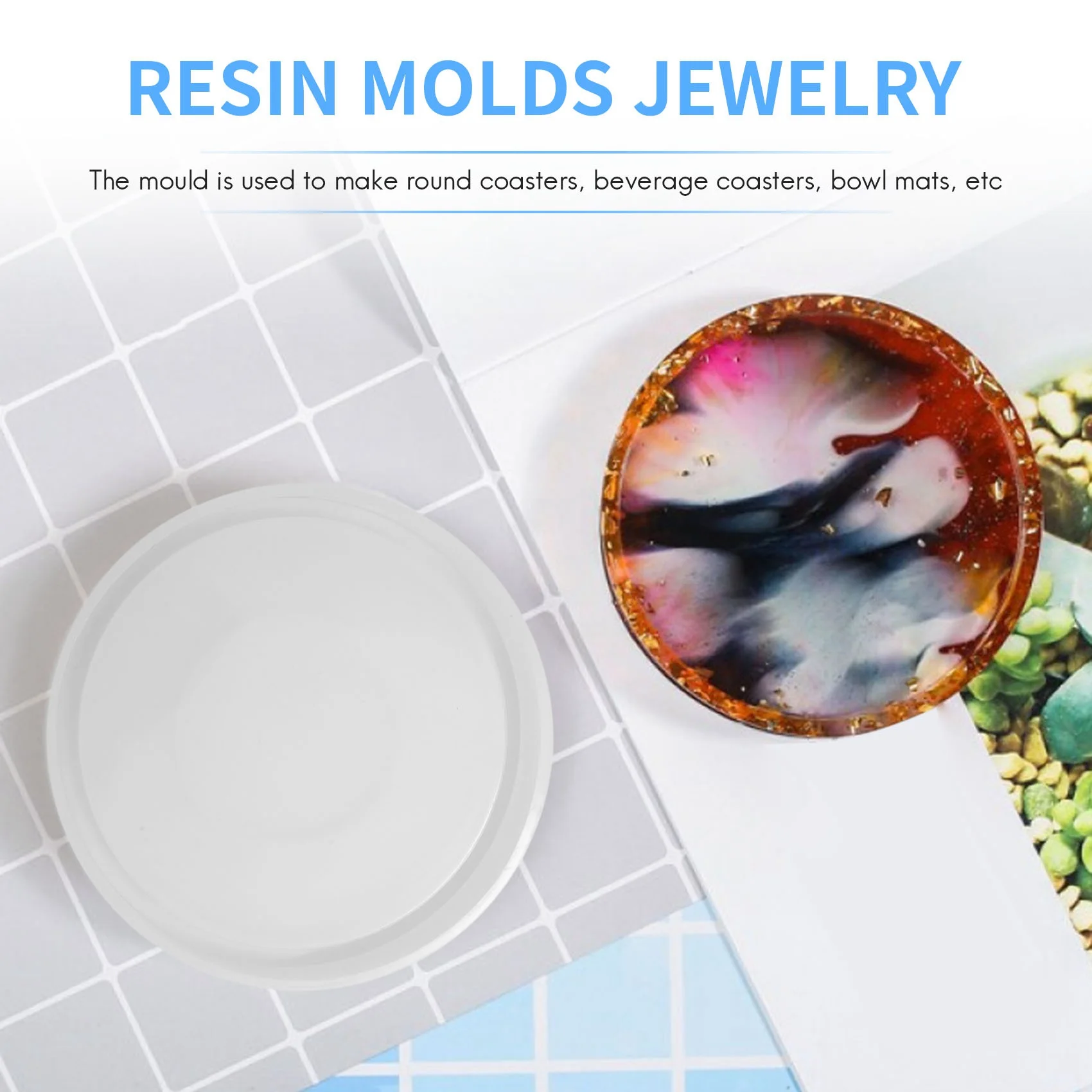 4 Pack Big Diy Round Coaster Silicone Mold, Diameter 3.94Inch/10Cm, Molds For Casting With Resin, Cement CNIM Hot