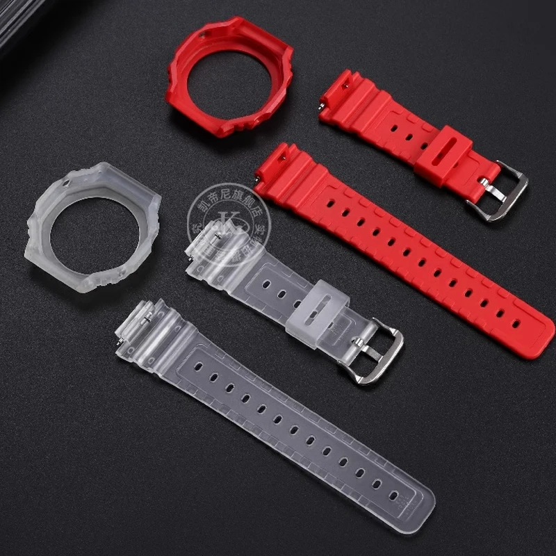 Fof Casio GA-2100/2110 Modified silicone strap case Replacement accessories Red Black White