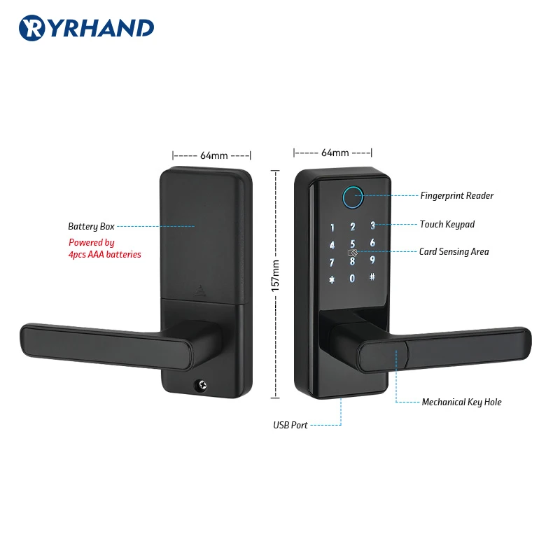 Household Fingerprint Waterproof Outdoor Gate Bluetooth TT Lock Wifi Passcode IC Card Keyless Enter Electronic Lock