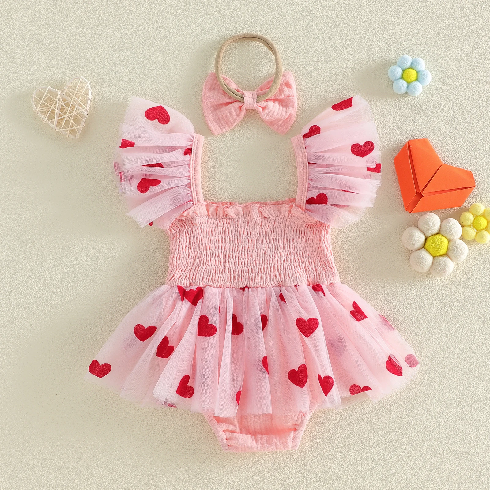 

Платье для маленьких девочек на День матери, платье-пачка без рукавов с цветочным принтом и рюшами, с подходящей повязкой на голову, комплект из 2 предметов