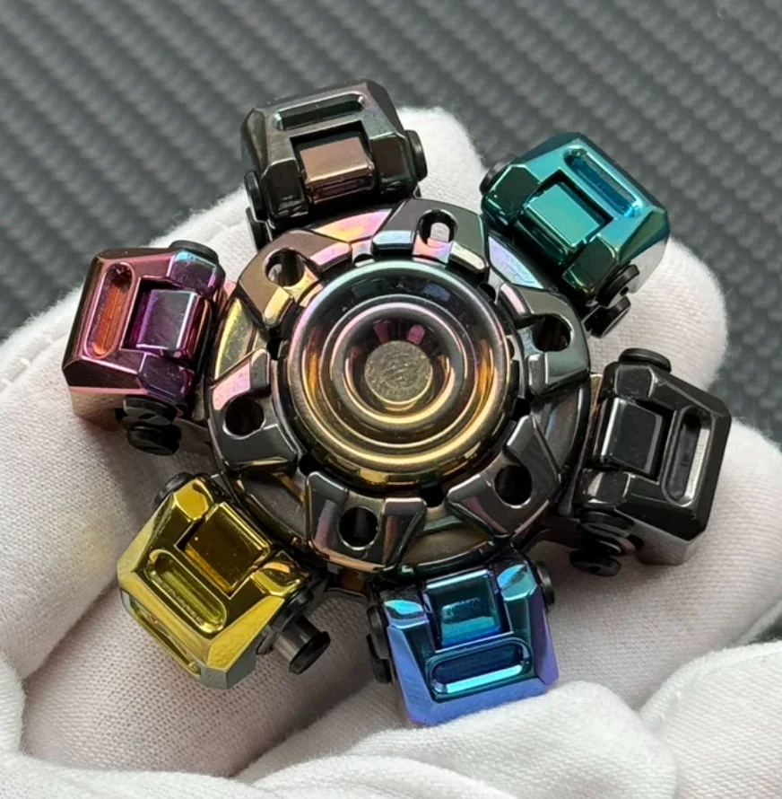 Used EDC Nine Hands&Floating Zirconium Rainbow Polishing Stress Relief Toy Haptic Spinner Fingertip Gyroscope Decompression Toys