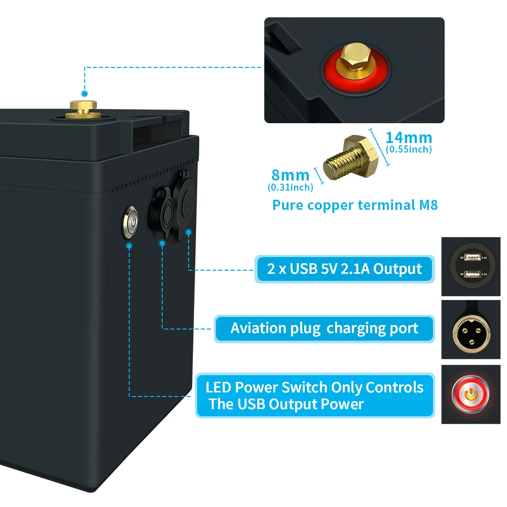 KEPWORTH New 12V 120Ah LiFePO4 Lithium Iron Phosphate Battery 1440Wh For Trolling Motor Solar Van Life Back Up Power & Off Grid