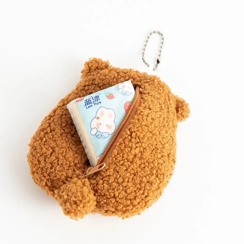 Zipper Bear Coin Purse Wallet Money Bag Bag Pendant Cute Plush Purse Bag Coin Pouch Card Holder Embroidered Bear Earphone Bag