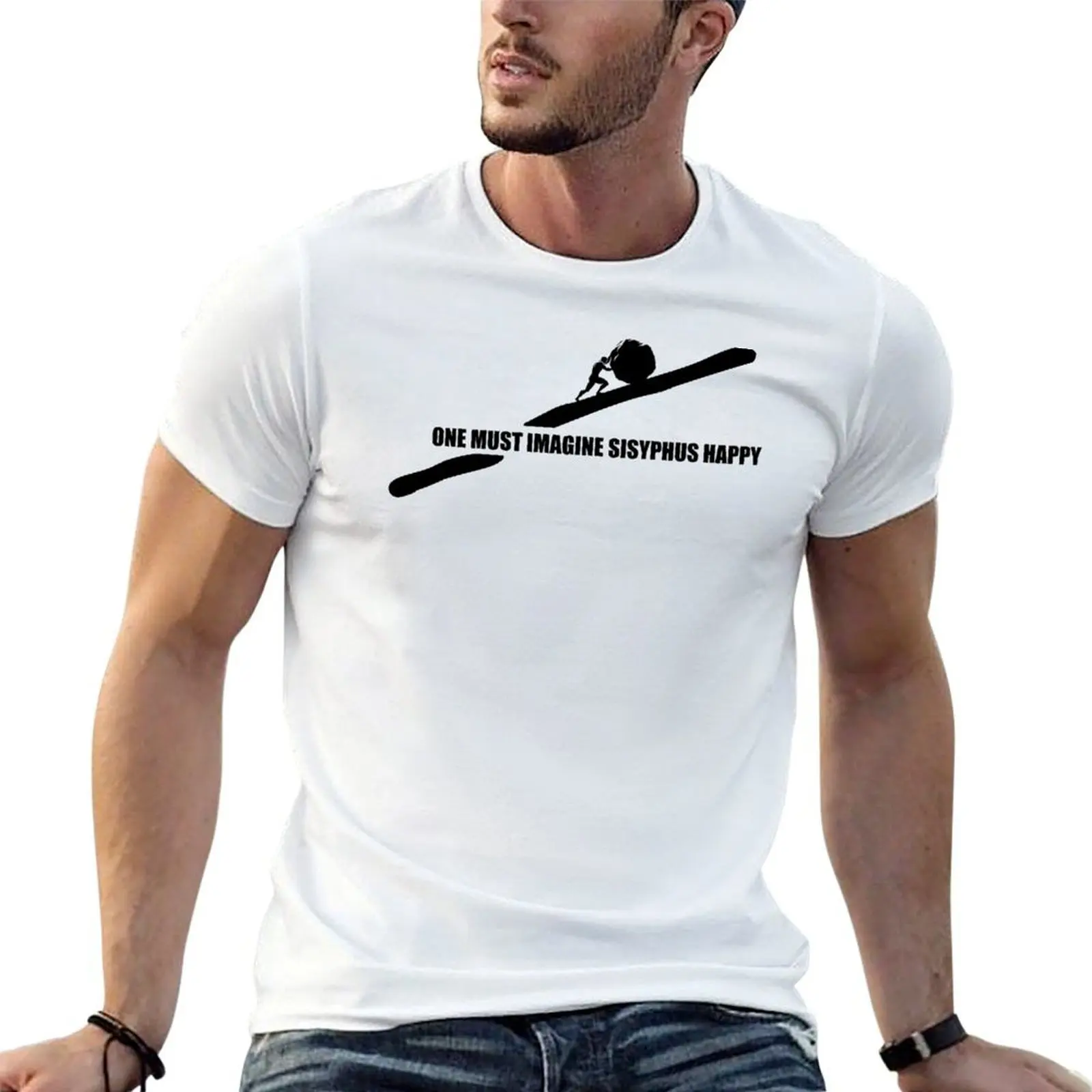 Sisyphus Pushing the Boulder up a Mountain T-Shirt custom shirt hippie clothes men graphic t shirts