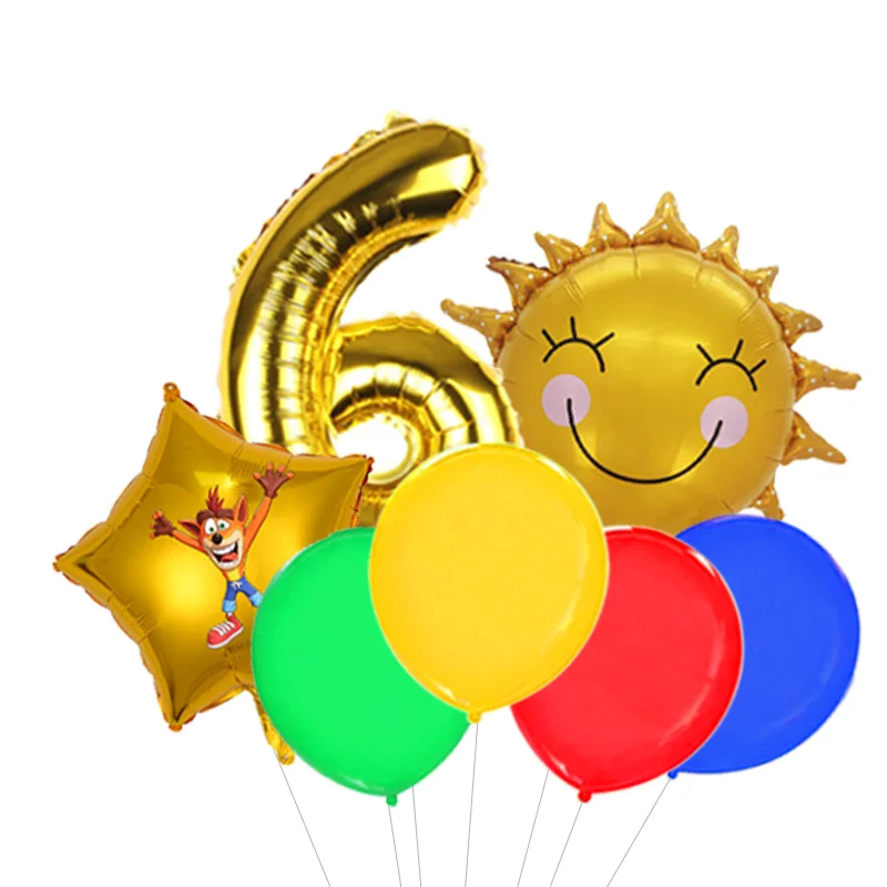 Crash Bandicoot N-Sane Trilogy Themed Balloon Bouquet Orange Blue Foil Mylar Aku Aku with Latex for Boy Birthday Party Decor - view 6