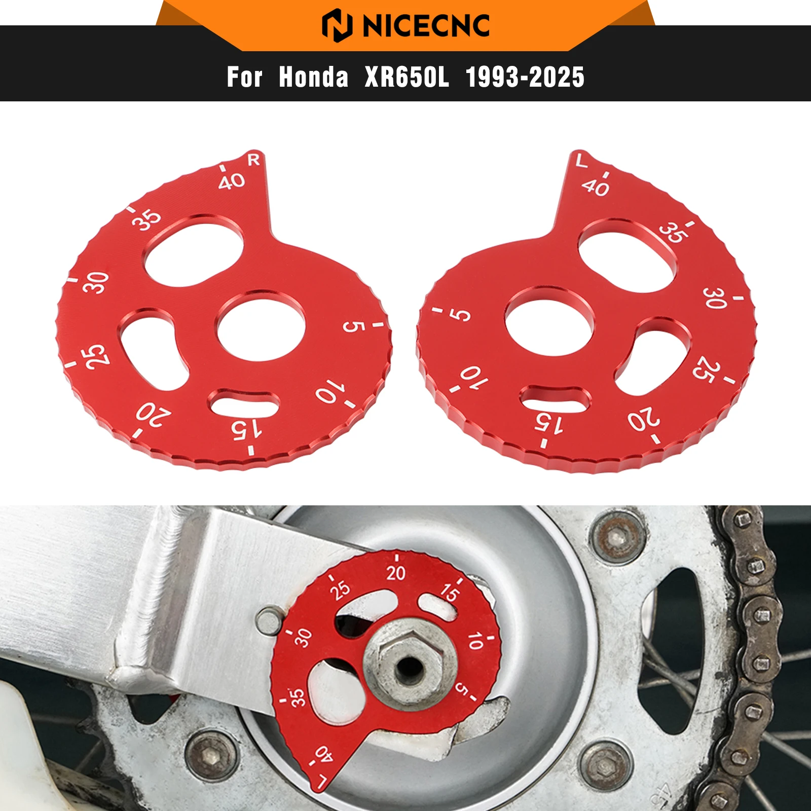 

NICECNC For Honda XR650L 1993-2025 2024 2023 2022 2021 2020 Motorcycle Aluminum Chain Adjuster Regulator Kit XR 650L Accessories