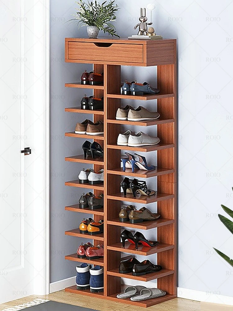 Double Row Shoe Rack scarpiera organizer Wooden Home Furniture estanteria para zapatos For Living room Shoe Cabinet With Drawer