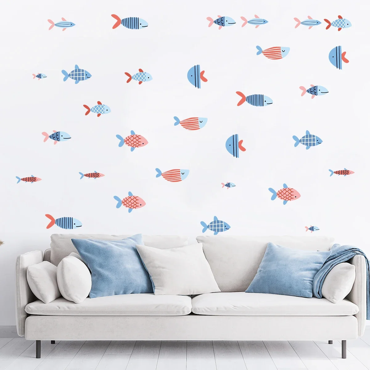 Cartoon Cute Fish Wall Stickers Kids Room Play Tricks Wall Art Decoration for Bedroom Wall Decals Home Decore Living Room DIY