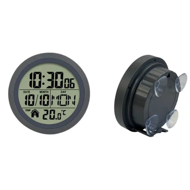 DT39 Digital Shower Clock, Waterproof Wall Clock for Bathroom Kitchen, Easy to Read with Temperature Display, Battery Powered