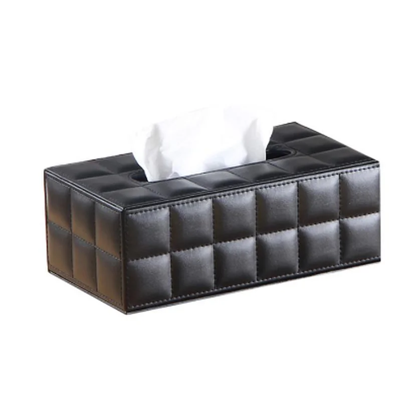 PU Tissue Box Rectangle Paper Towel Holder Desktop Napkin Storage Container Kitchen  Tray For Home Office