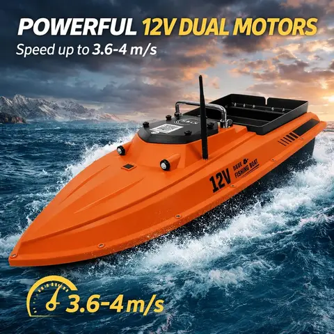 GPS Bait Boat MBLN,12V GPS Large Bait Boat, 3kg Load Capacity, 500m Remote Range, Auto Return, Baiting Hook Delivery and Net Pulling
