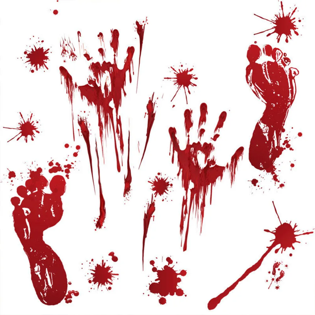 

3Pcs Blood Printing Stickers Fingerprint Footprint Halloween Wall Window Decals for Party Club Festival Decor Stickers Halloween