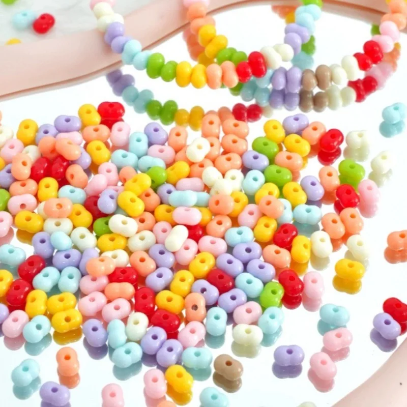 200pcs 4*6.5mm Fade-Proof Acrylic Peanut Loose Beads DIY Phone Strap, Necklace & Bag Charm Making Kits