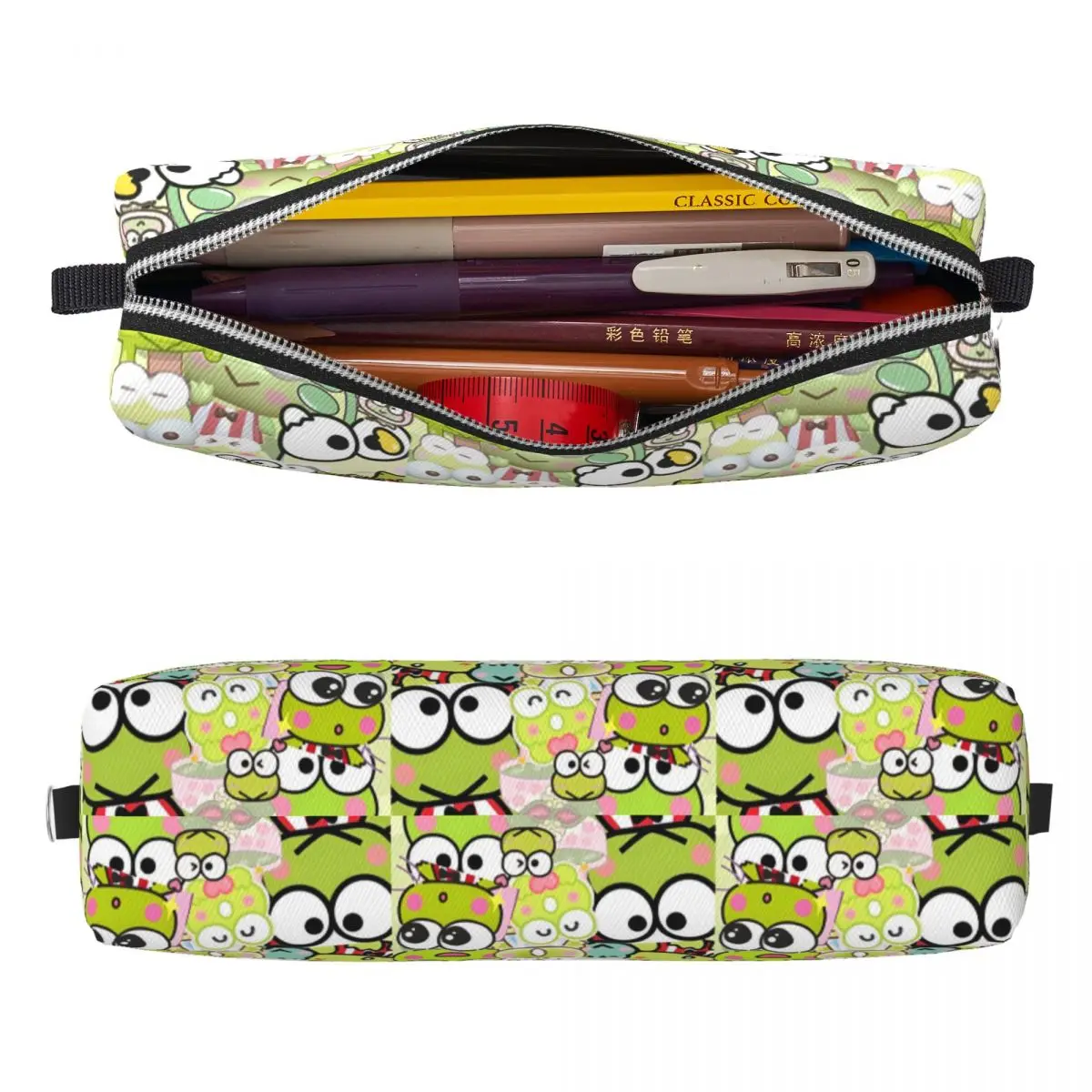 Klassische Cartoon Keroppi Federmäppchen Sanrio Federmäppchen Stifthalter Große Aufbewahrung Bleistiftbeutel Schulbedarf Geschenke Schreibwaren