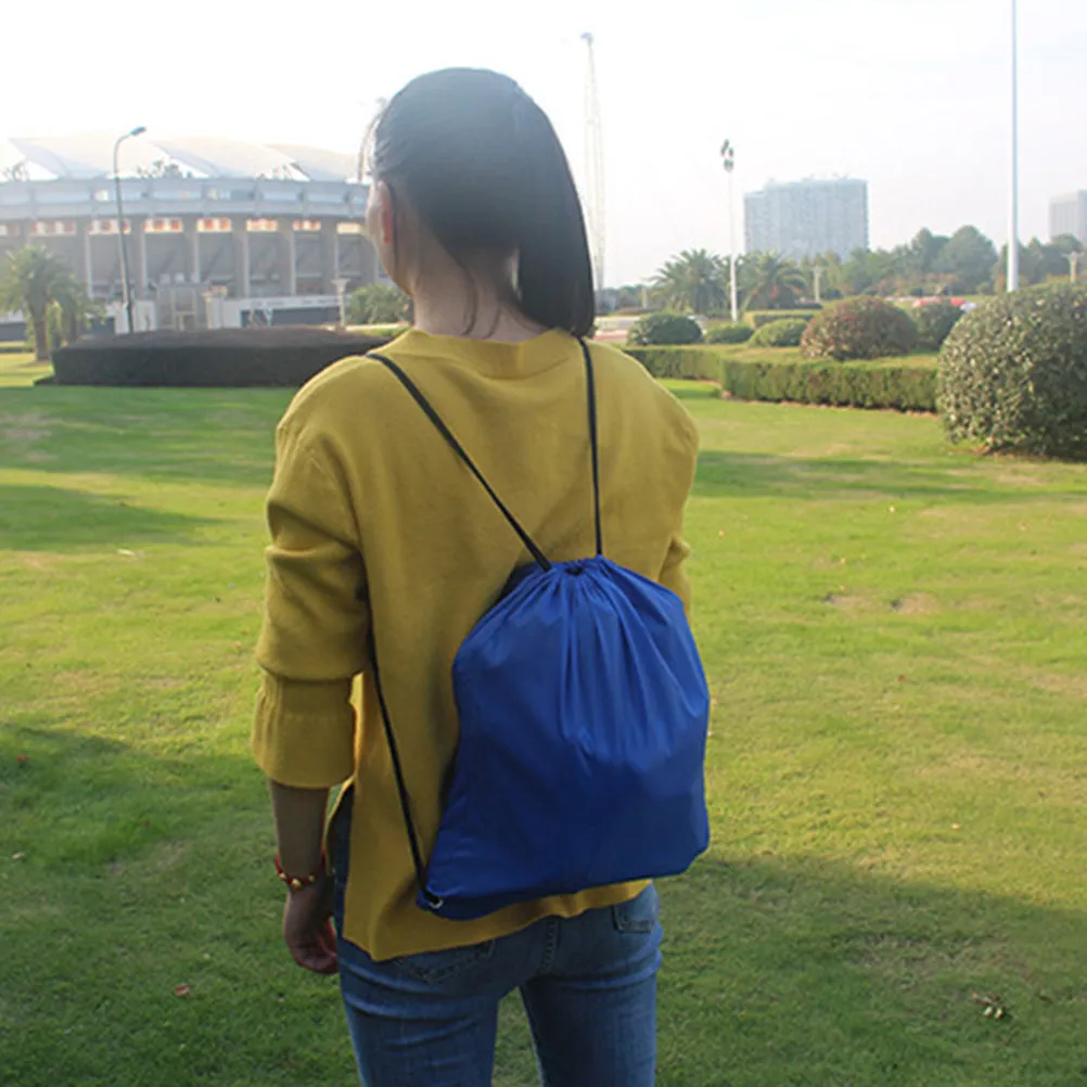 Waterproof Bag Lightweight Drawstring Backpack Blue Seaside Swimming Travel Packsack Storage Daily Necessities