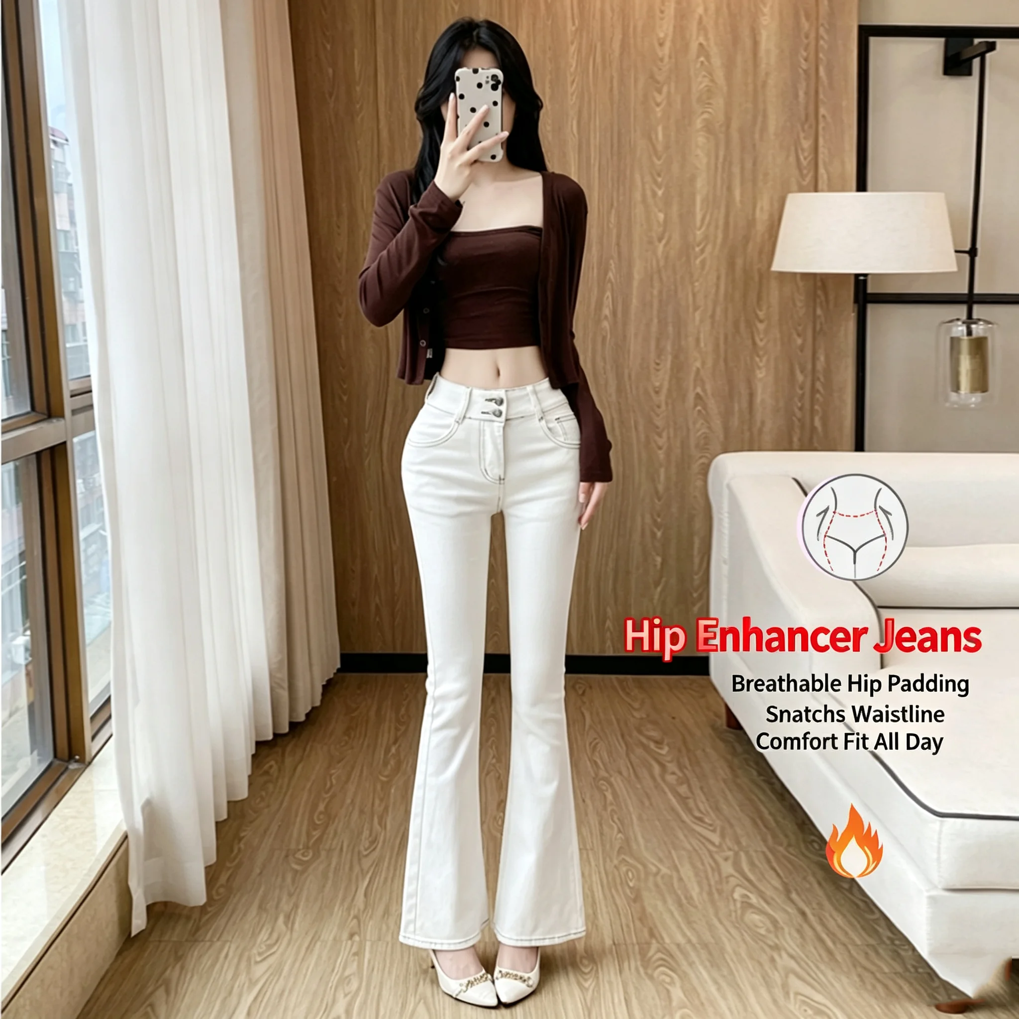 Slim Fit High Waist Long Jeans Three Colors Leg Enhancing Bootcut Pants Women's Fashion Summer New Arrival