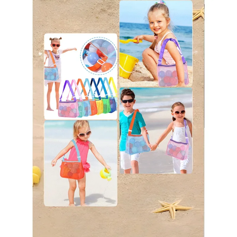 Nylon Mesh Kids Toy Storage Bag Portable Travel Beach Mesh Organizer Pouch For Children Sundries Shell Toys