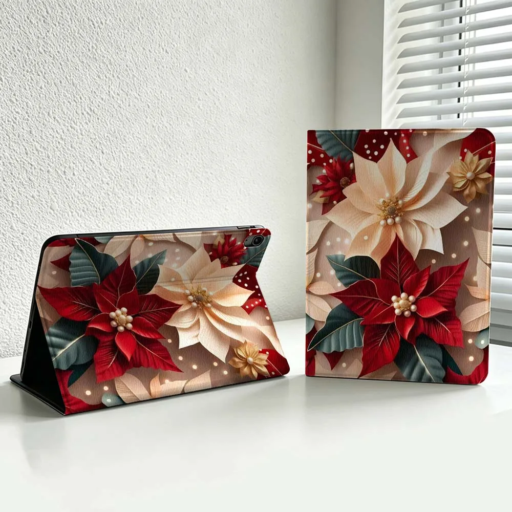 Christmas Snow Flowers Cover For iPad Pro Air mini 7 6 5 4 3 2 1 9gen M5 M4 11th 10th A17 Pro A16 Soft Inch Tablet Case