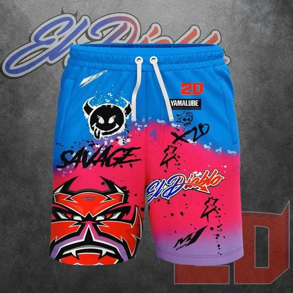 New Fabio Quartararo # 20 Unisex Off-road Motorcycle, Off-road Bicycle Riding Shorts Breathable Loose Oversized Casual Shorts