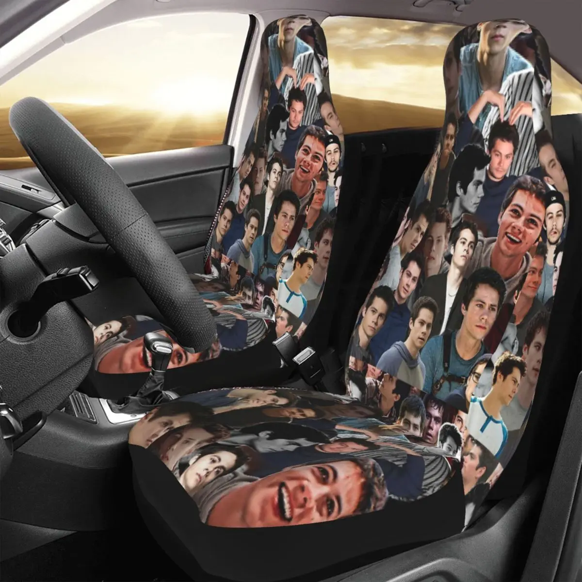 

Dylan O'brien Collage Car Seat Cover Custom Printing Universal Front Protector Accessories Cushion Set