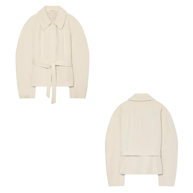 Guobioziy Women's Slim Belted Nine-Point Skirt Jacket 2026 Spring-Autumn New European Casual Fashion Trendy High Street Style