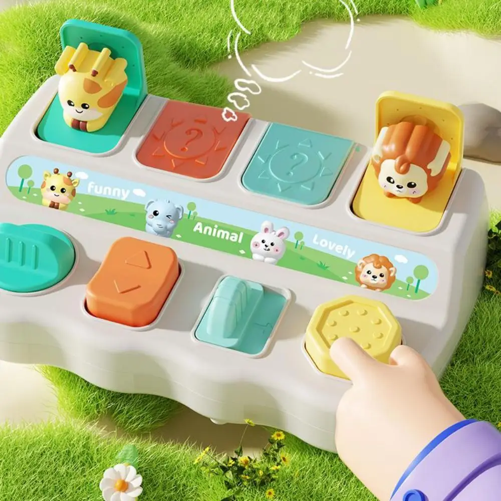 Montessori Peekaboo Switch Box Button Toy Cartoon Animals Animal Sensory Toy Giraffe ABS Pop-up Animals Toy