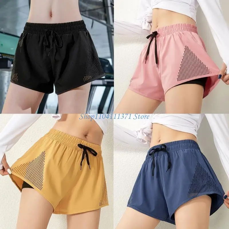 

P9FC 2 in 1 Double Layer Summer Loose Quick-drying Yoga Training Sports Running Fitness Shorts Athletic Workout Short Pants