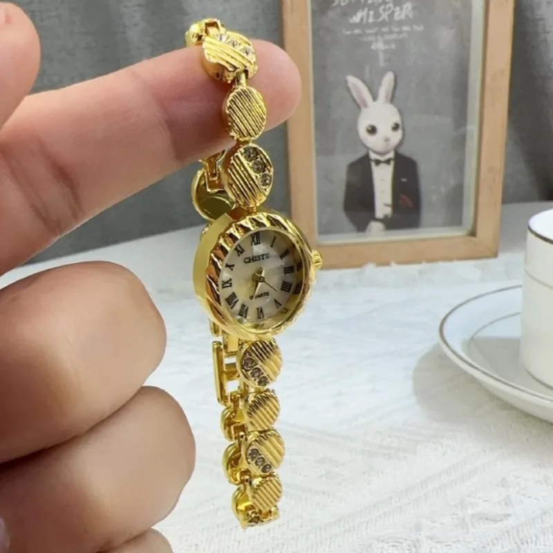 

Модный браслет, женские часы, инкрустированные золотом стразами, маленькие золотые часы, роскошные женские подарочные кварцевые наручные часы для девочек, дропшиппинг