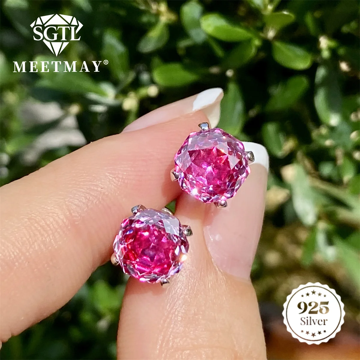 Bocarman Rose Cut Ohrstecker aus S925 Silber mit Paraiba Farbverlauf Zirkonia, Hypoallergener Glamouröser Schmuck für Sie – Detail 3