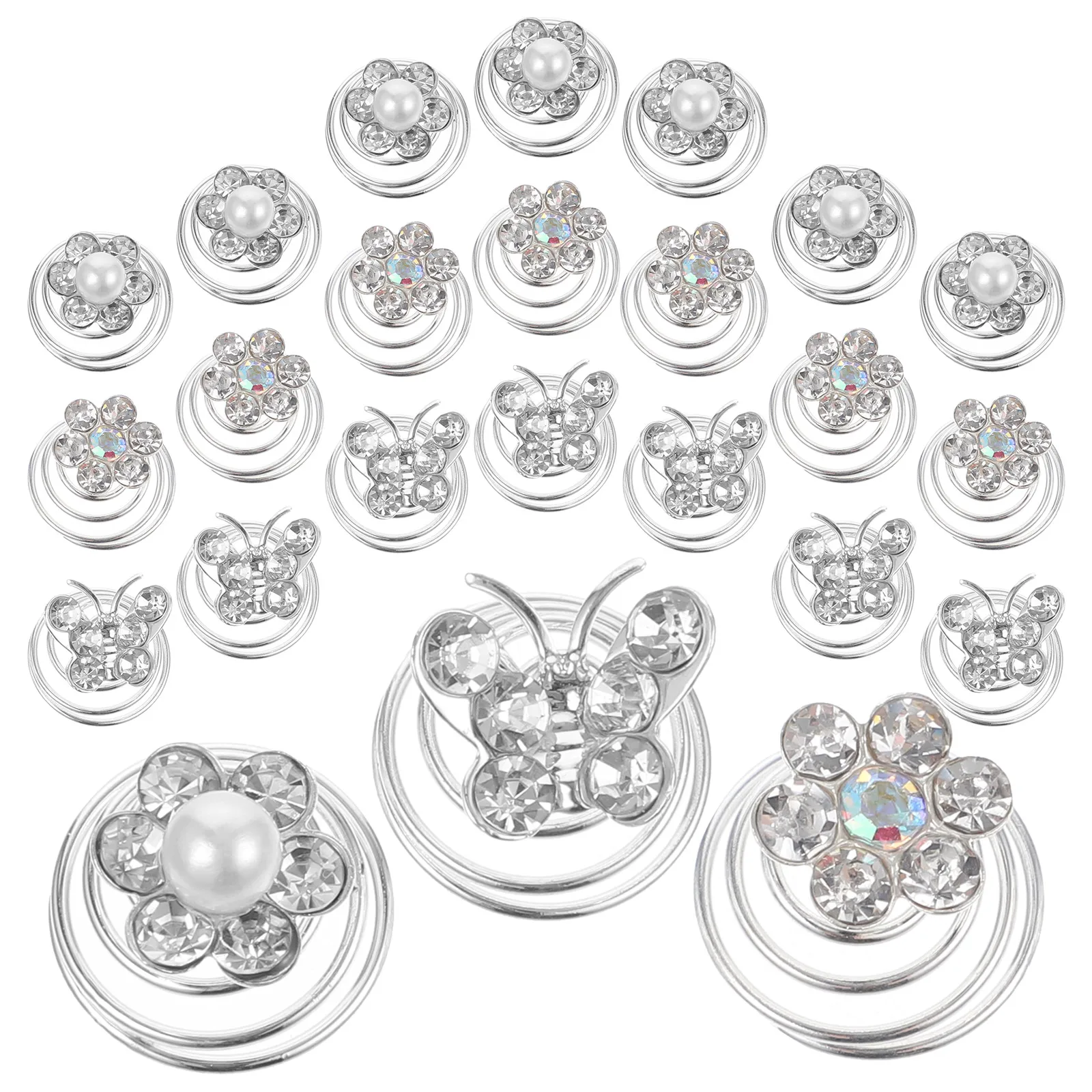 

12pcs Pearl Clip Rhinestone Spiral Pins Women Accessories Girls Mini Hairpin Long Hair Styling Fits All Types Practical Durable
