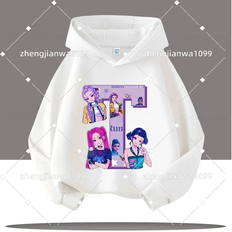 K-pop شيطان الصيادين رسالة A-Z 3-12 سنة الأطفال مقنعين البلوز الفتيات قميص غير رسمي الأولاد تيشرت رياضي الكرتون طباعة