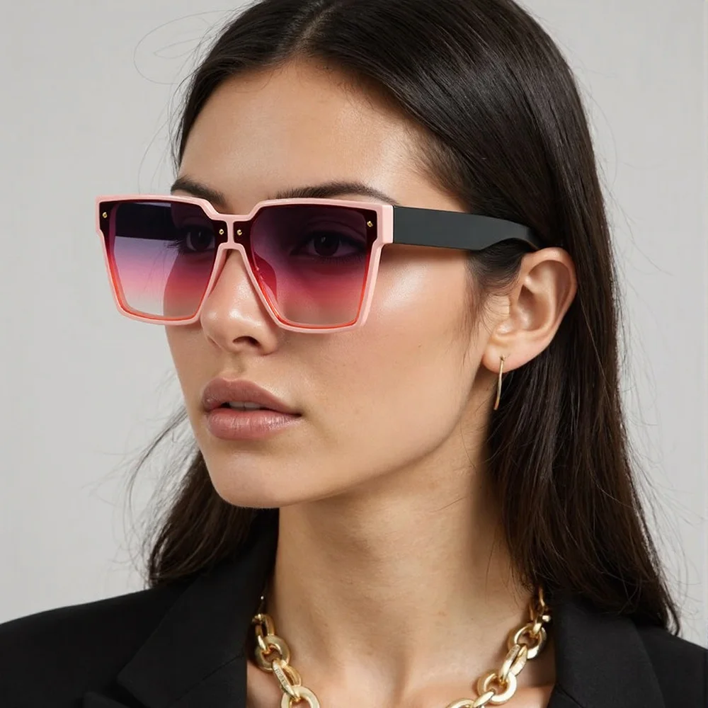 2025, trendige Vintage-Sonnenbrille für Damen, personalisierte Brille mit quadratischem Rahmen und Farbverlauf, modische und avantgardistische Damenbrille
