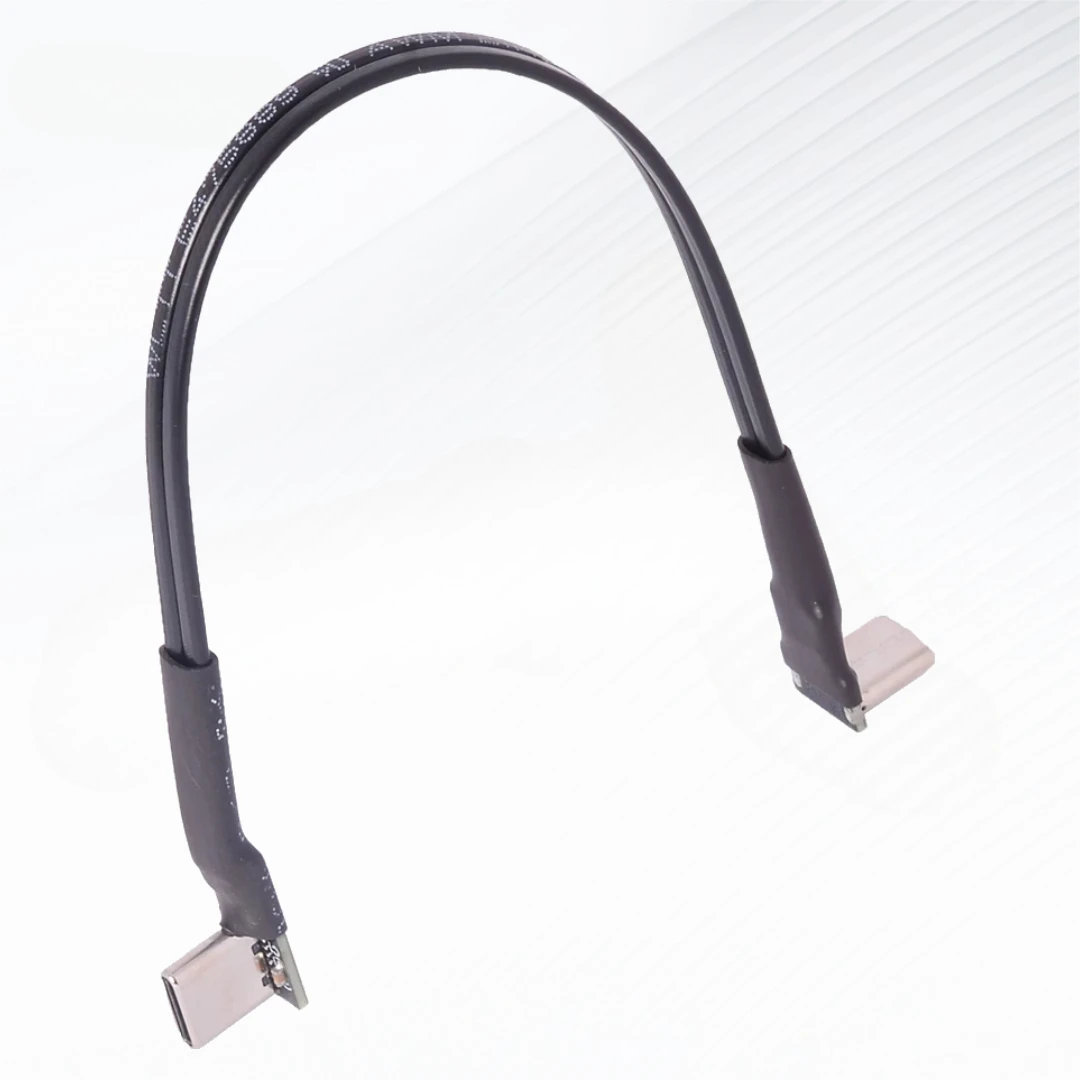 5A USB 2.0 Male to Male USB C Data Cord Wire Fold 90 Degree Bend Flat Type-C Charge Cable for Tablet Phone 480Mbps Data Transfer