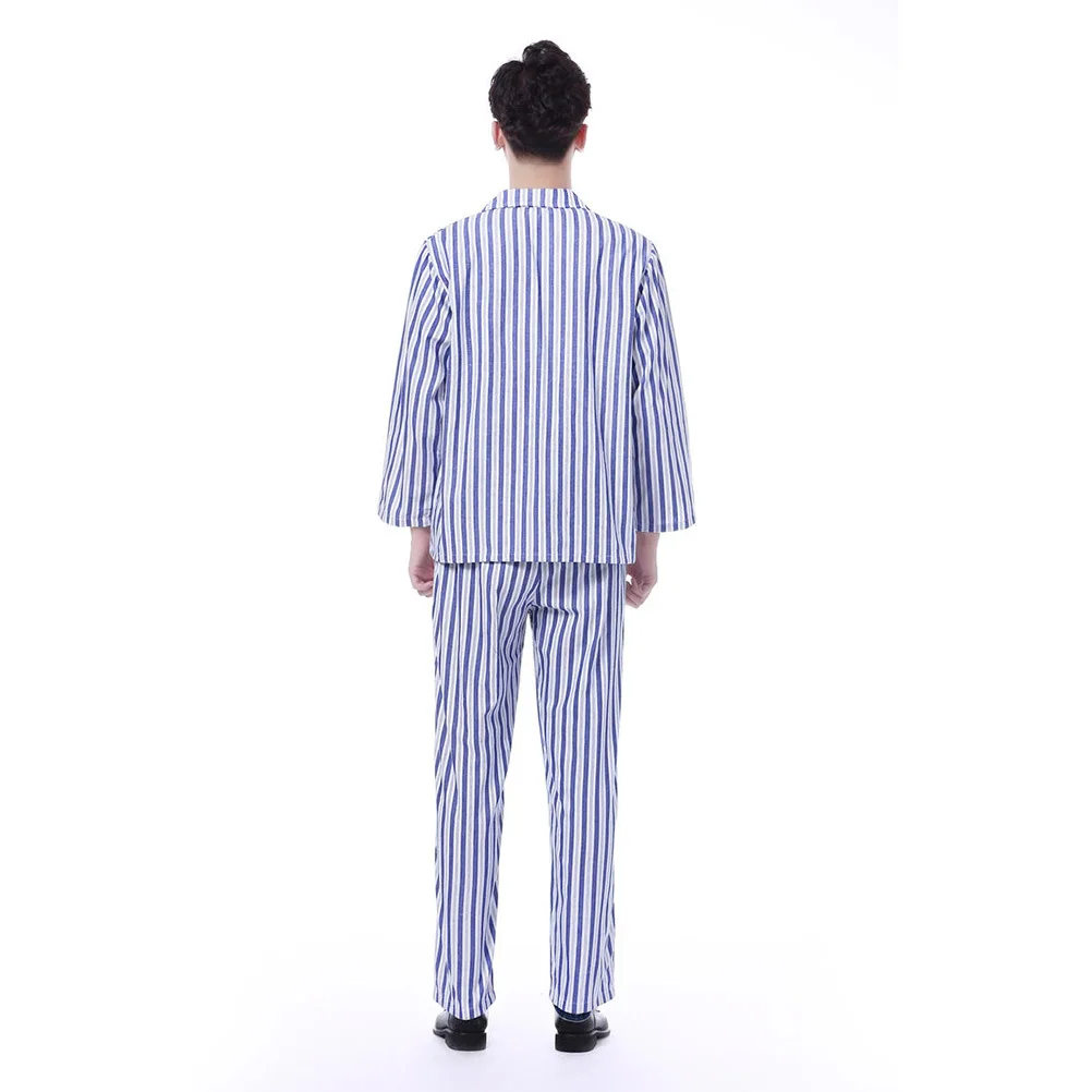 1 conjunto 1 conjunto de pijamas de algodão para adultos manga longa hospital pijamas roupas paciente confortável acamado casa branco