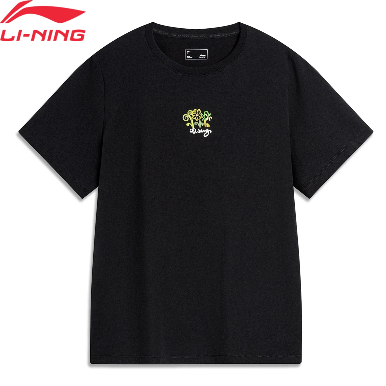 Li-Ning Women FITNESS Training T-Shirt Breathable 93%Cotton 7%Spandex LiNing Regular Fit Soft Sports Short Sleeve Tee AHSU330