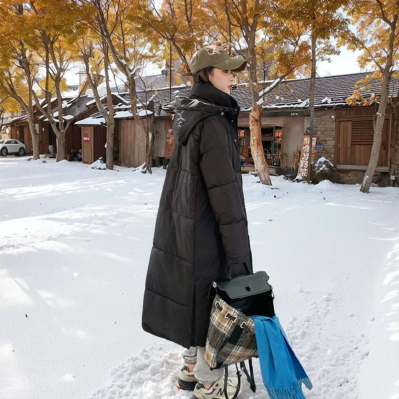 Women Hooded Parkas Coat Maxi Long Overcoat Solid Zipper Full Lenth Sleeve Jackets Thick Casual Office Lady Autumn Winter 2025