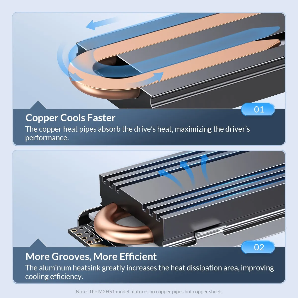 ORICO-disipador de calor de conducción de cobre para SSD, disipador de calor de refrigeración de disco duro M.2 NGFF PCI-E NVME 2280