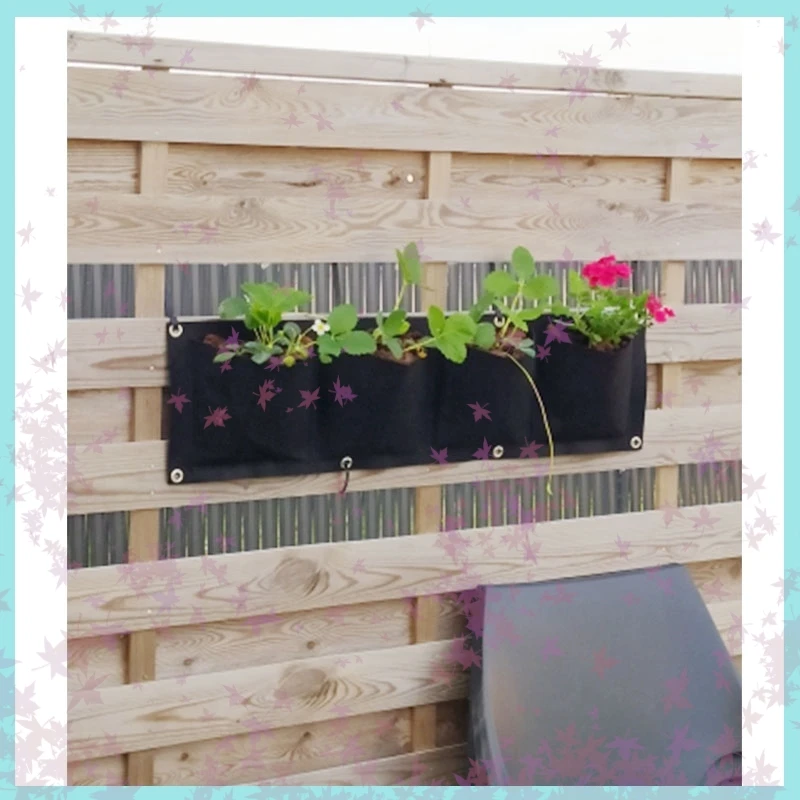 3 Pockets Black Wall-mounted Planting Bag Flowers Plant Grow Pot Wall Hanging Bags Life Household Items Flower Pots Decoration