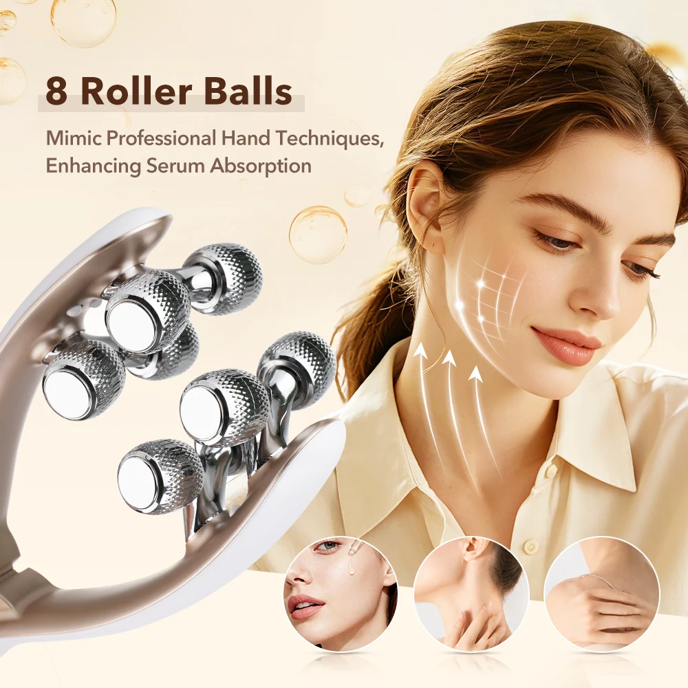 Electric EMS Facial Roller Face V-Line Lifting Sculpting Massager 3 Mode 19 Level 8 Roller Face Hand Masasge Roller Rechargeable view 2