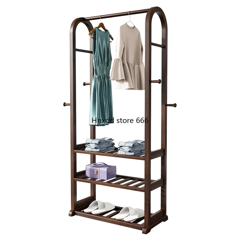 Household three-layer shelf Bedroom frame Multifunctional clothes storage Coat rack
