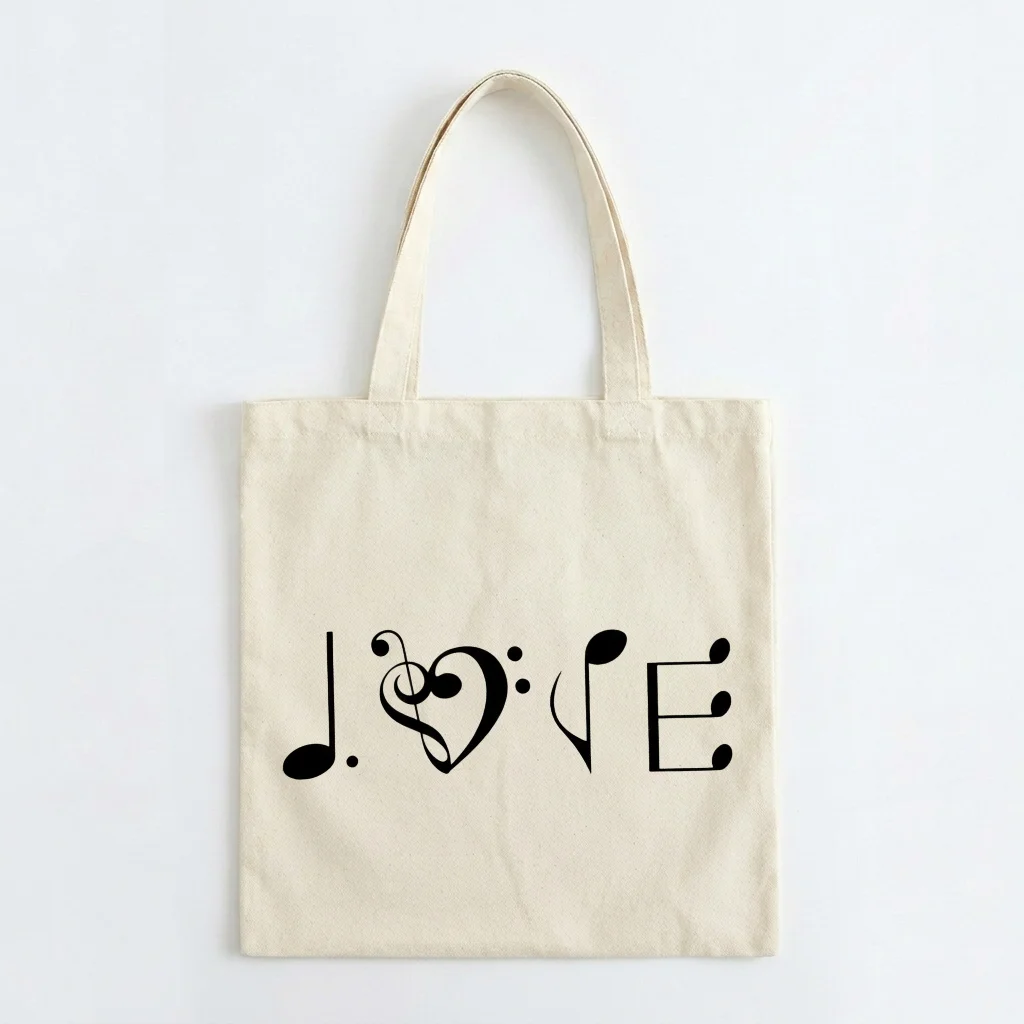 Canvas Bag Harajuku Women Shoulder Bags Female Causal Tote Handbag Large Shopper Handbag Musical Notes Fashion Handbags