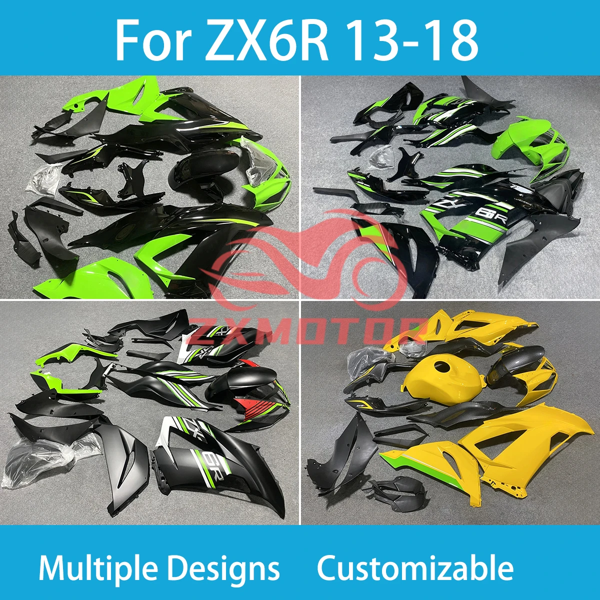 

Injection Fairings for KAWASAKI ZX6R 636 13 14 15 16 17 18 Motorcycle High Quality Plastic Mold Fairing Kit ZX 6R 2013-2018