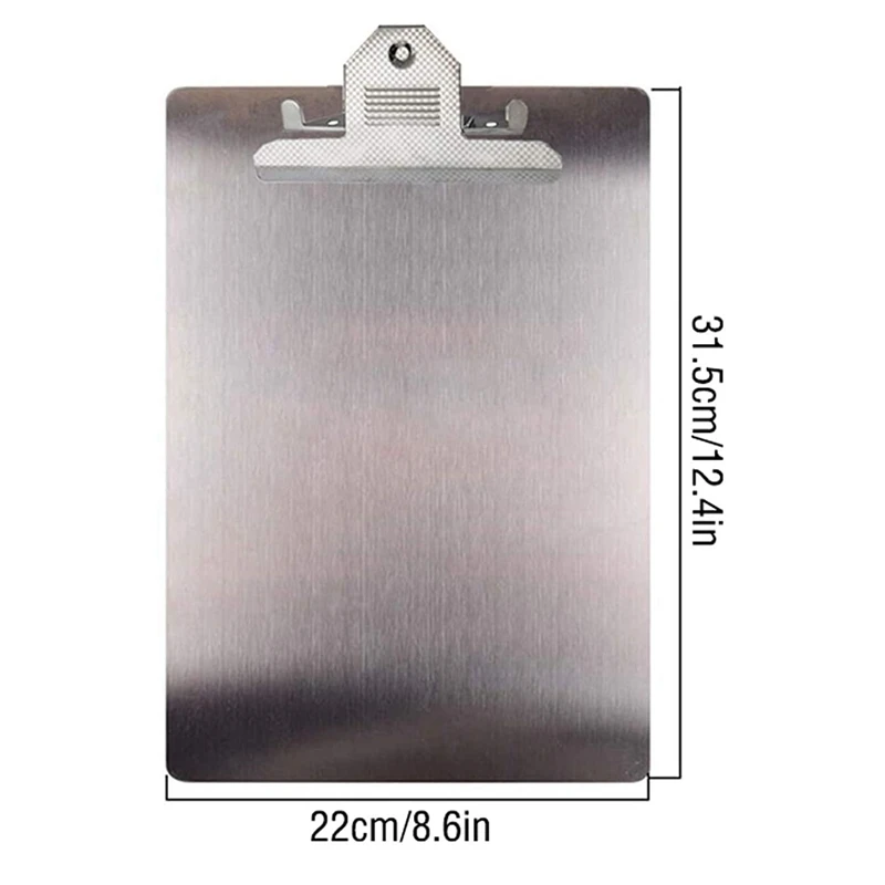 T04C-File Folder Metal Clipboard A4 Stainless Steel Clip Board Organizer Binder Board Menu Splint For Office School Teach