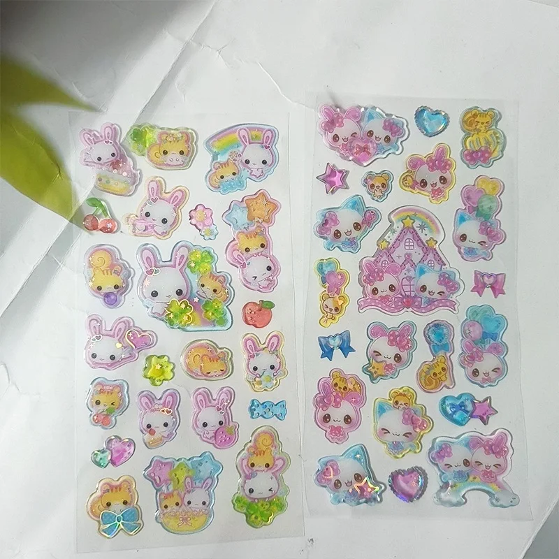 

Ретро-наклейка с милым кроликом в стиле Хэйсей, мультяшная, из смолы, розово-голубая, для чехла телефона, скрапбукинга, декора зеркала для макияжа, игрушка, подарок