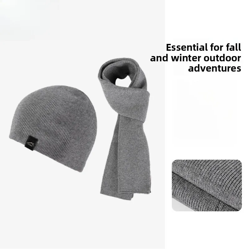 European and American Winter Men's Knitted Hat Scarf Ear Protection Warm Kit High Elastic Outdoor Leisure Sports Wool Hat