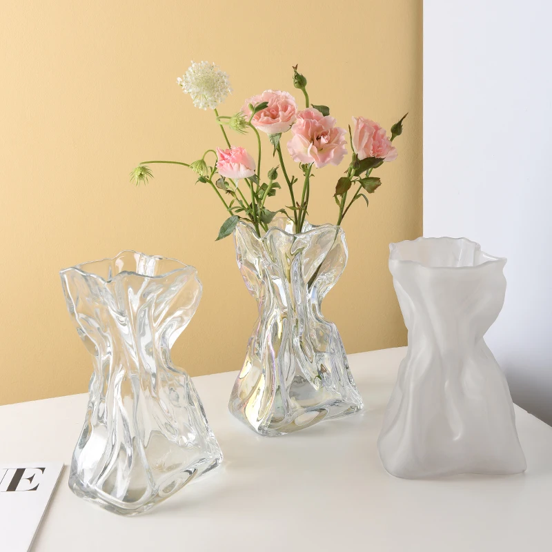 Glasvase Hydroponische Flasche Faltbare Kunstvase für Blumenarrangements Transparente Dekorative Vasen Wohnzimmerdekoration