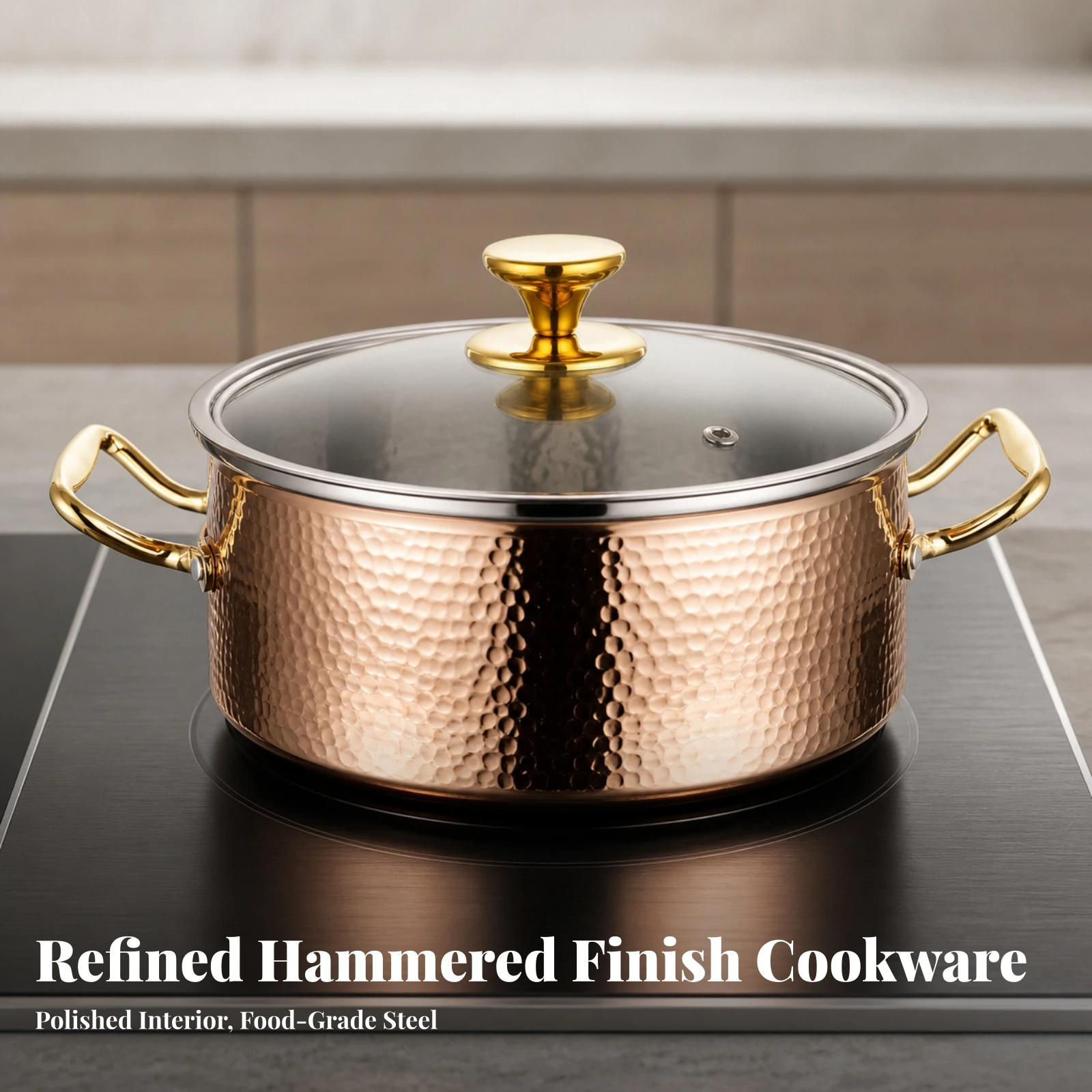 Stainless Steel Hot Pot Induction-Ready Hot Pot with Glass Lid Cookware Fast Heating Even Heat Distribution for Families