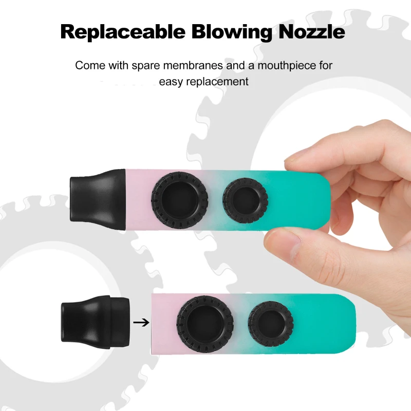 Kazu Flute ABS Zoukat Kazoo Dual Flute Holes Replaceable Blowing Nozzle 10pcs Membrane Ukulele Guitar Partner Musical Instrument