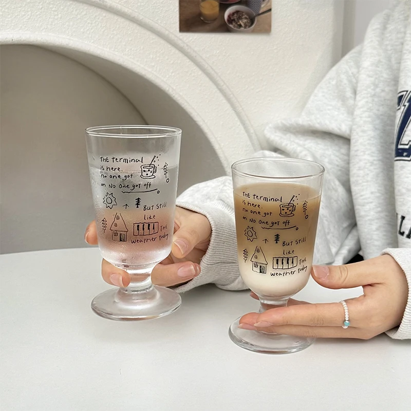 

Luxury Glass Cup Cold Coffee Cup Tumbler For Wine Juice Tea Whiskey Unique Cup 400ml Drinking Glasses Cup Gift For Women Men