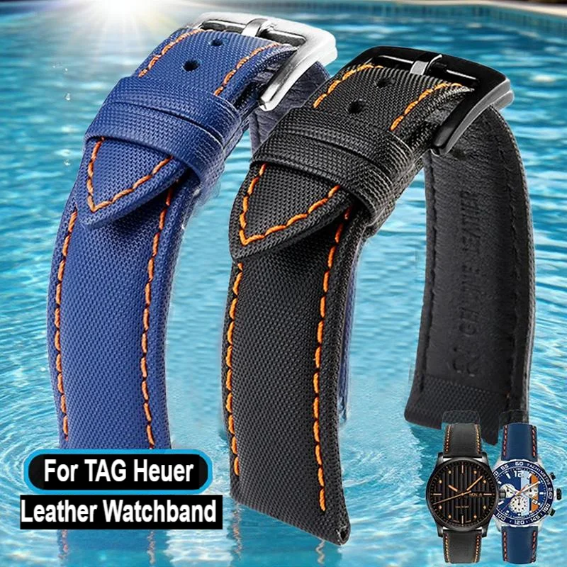 

Fiber Nylon Leather Watchband For TAG Heuer F1 Racing Car Diving Rossini 519955 Mido Canvas Watch Strap Bracelet 20mm 22 mm